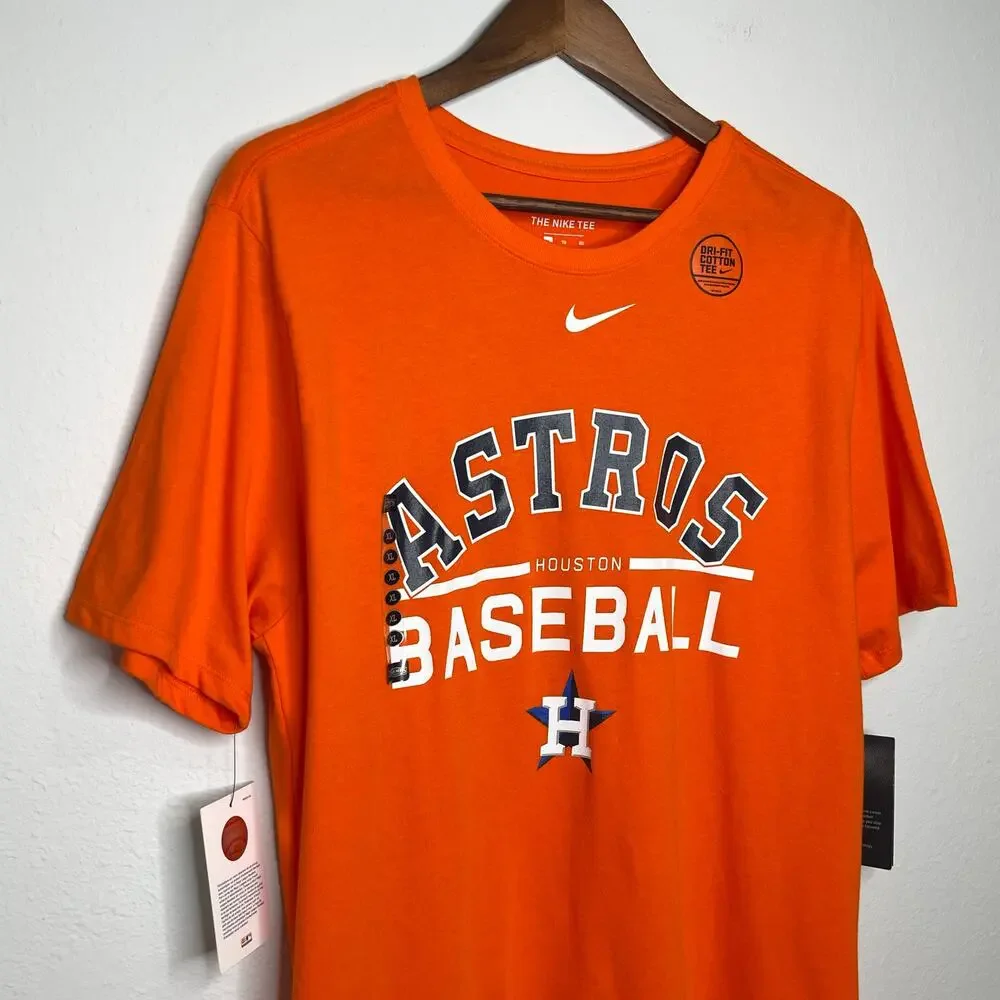 Nike Houston Astros Baseball T-Shirt Men’s Orange Dri-Fit Short Sleeve Tee NWT